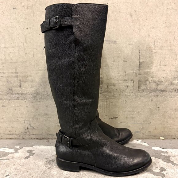 J. Crew Black Emmett Wide Calf Pebble Leather Tall Zip Boots Extended Calf 6 - Picture 3 of 13